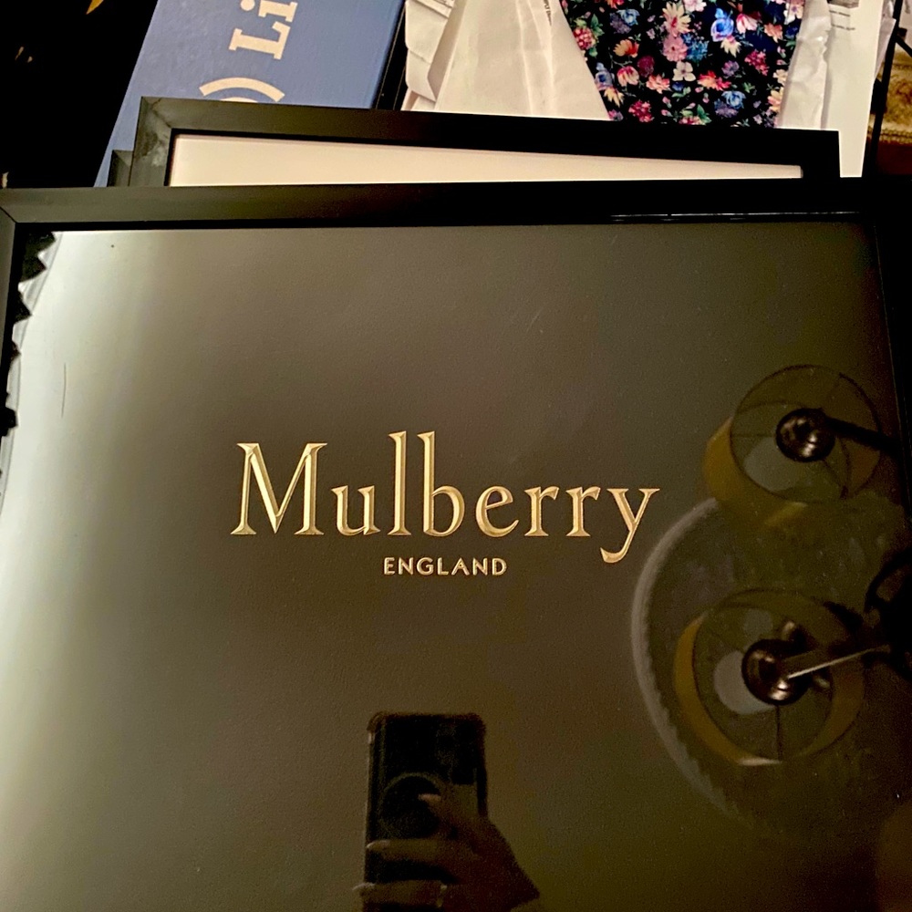 Framed picture of Mulberry packaging